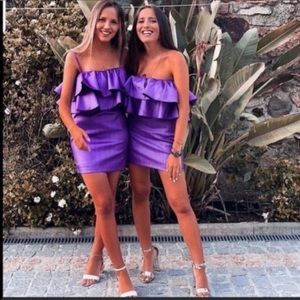 Zara Ruffled Dress w/ Metallic Thread Size Medium